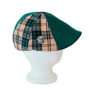 Boston Scally The Craic Pin Plaid Newsboy Cap M/L Preppy Gatsby Wool Blend Hat